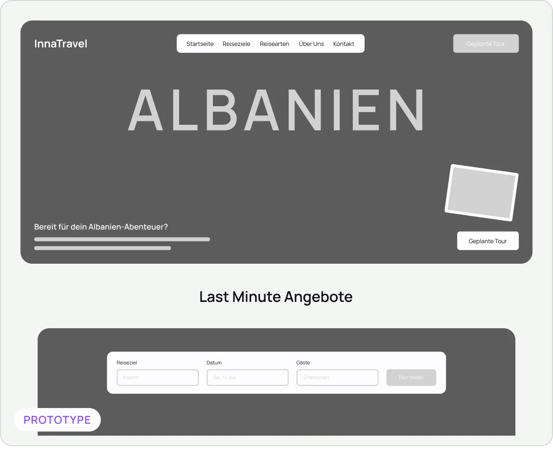 Prototype of the InnaTravel website