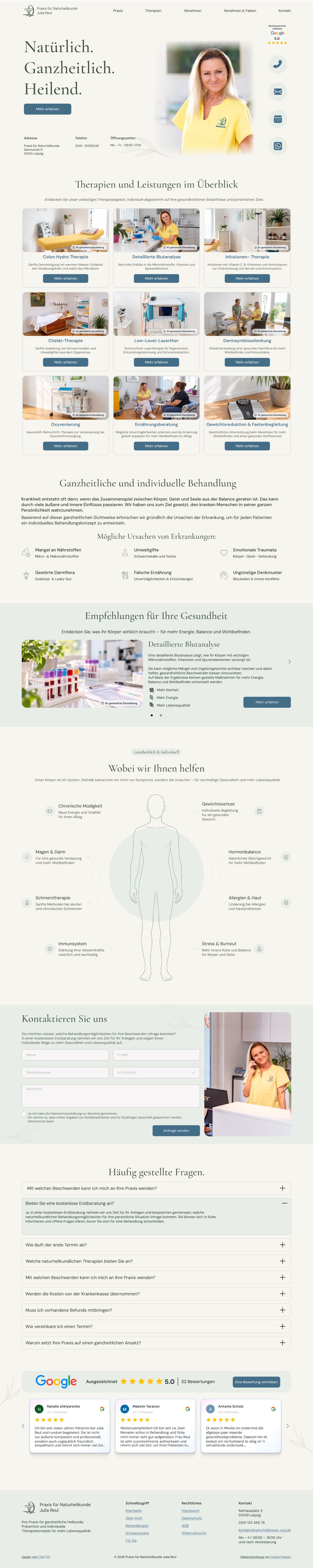 Website der Naturheilpraxis nach dem Redesign