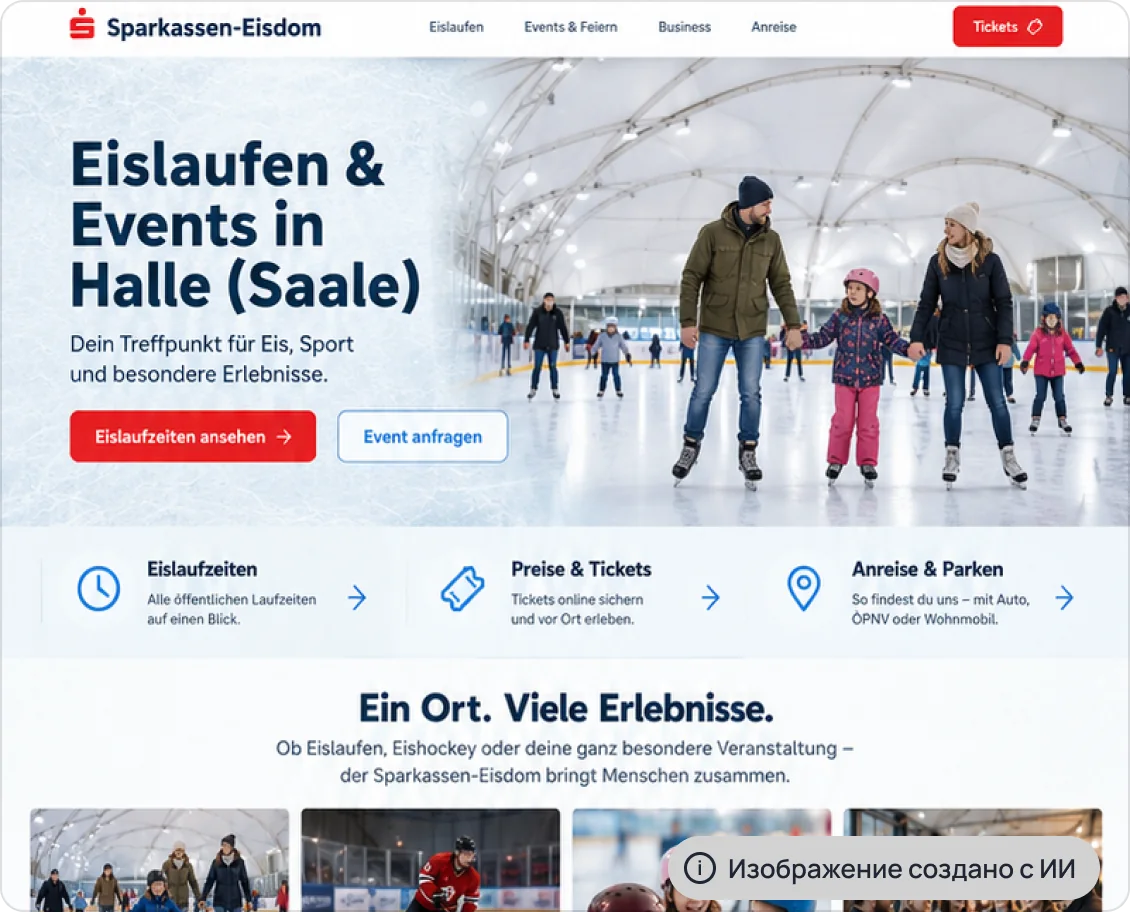 Sparkassen-Eisdom website after the redesign (AI-generated image)